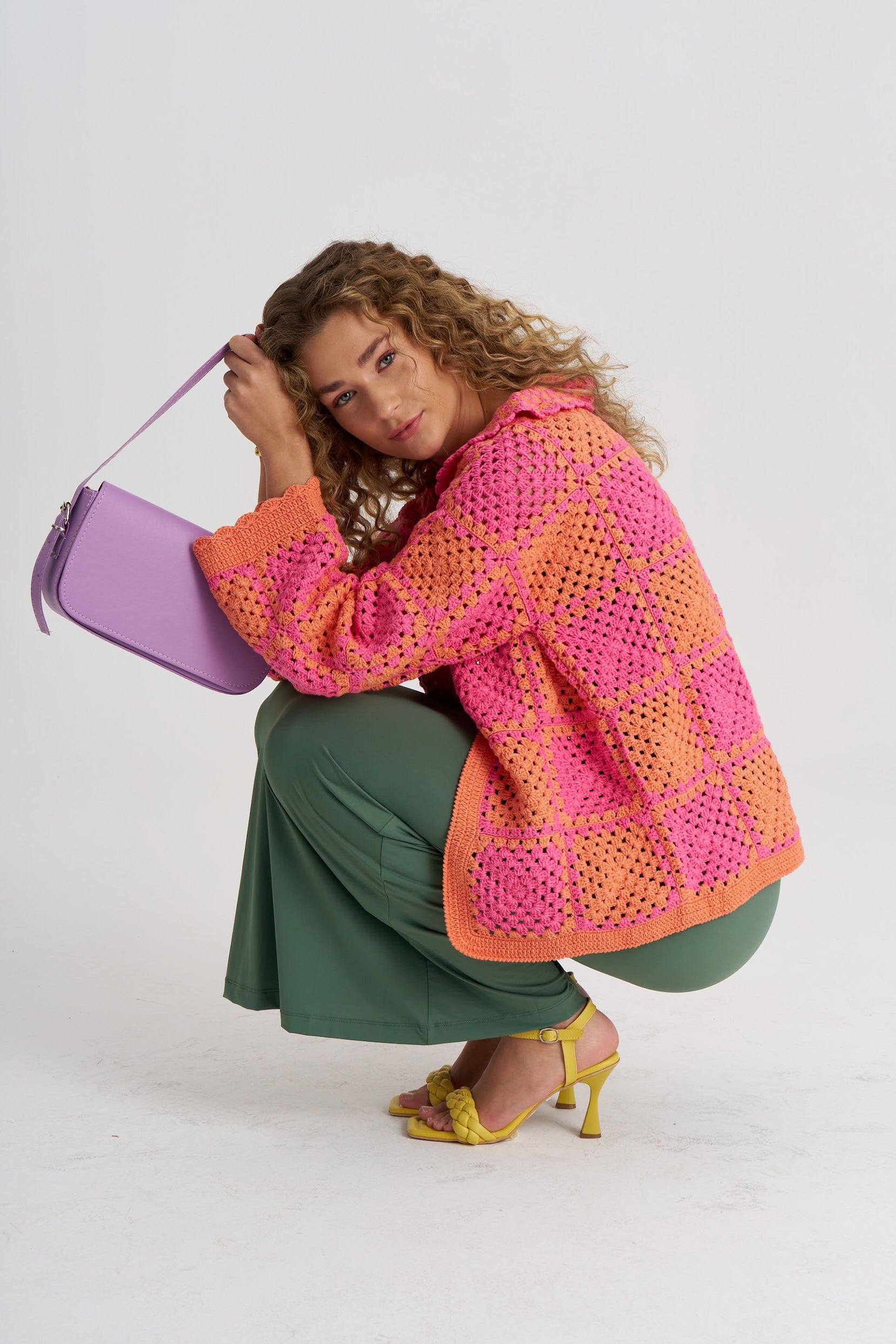 Orange Pink Crochet cardigan