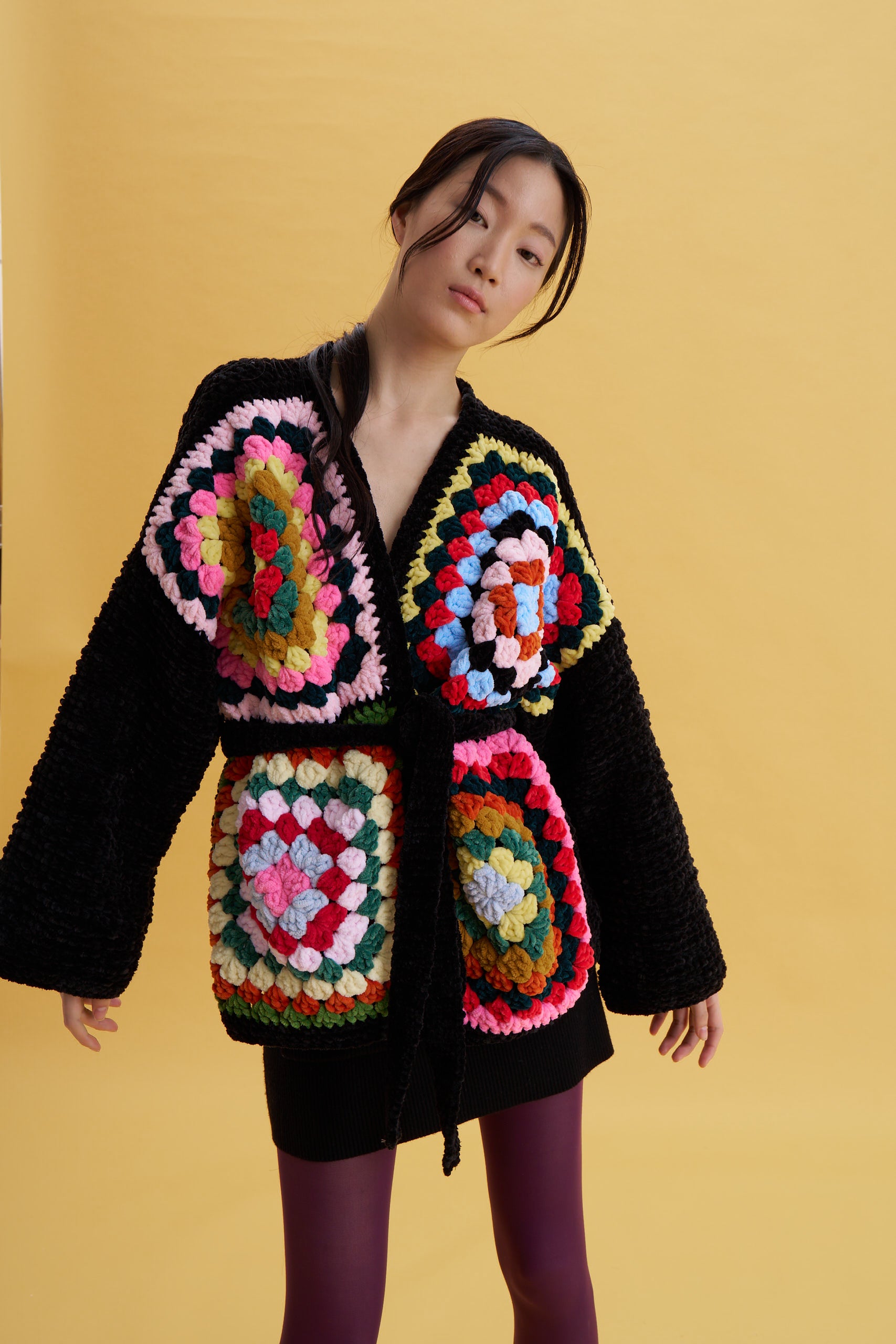 Velvet Granny Square Cardigan