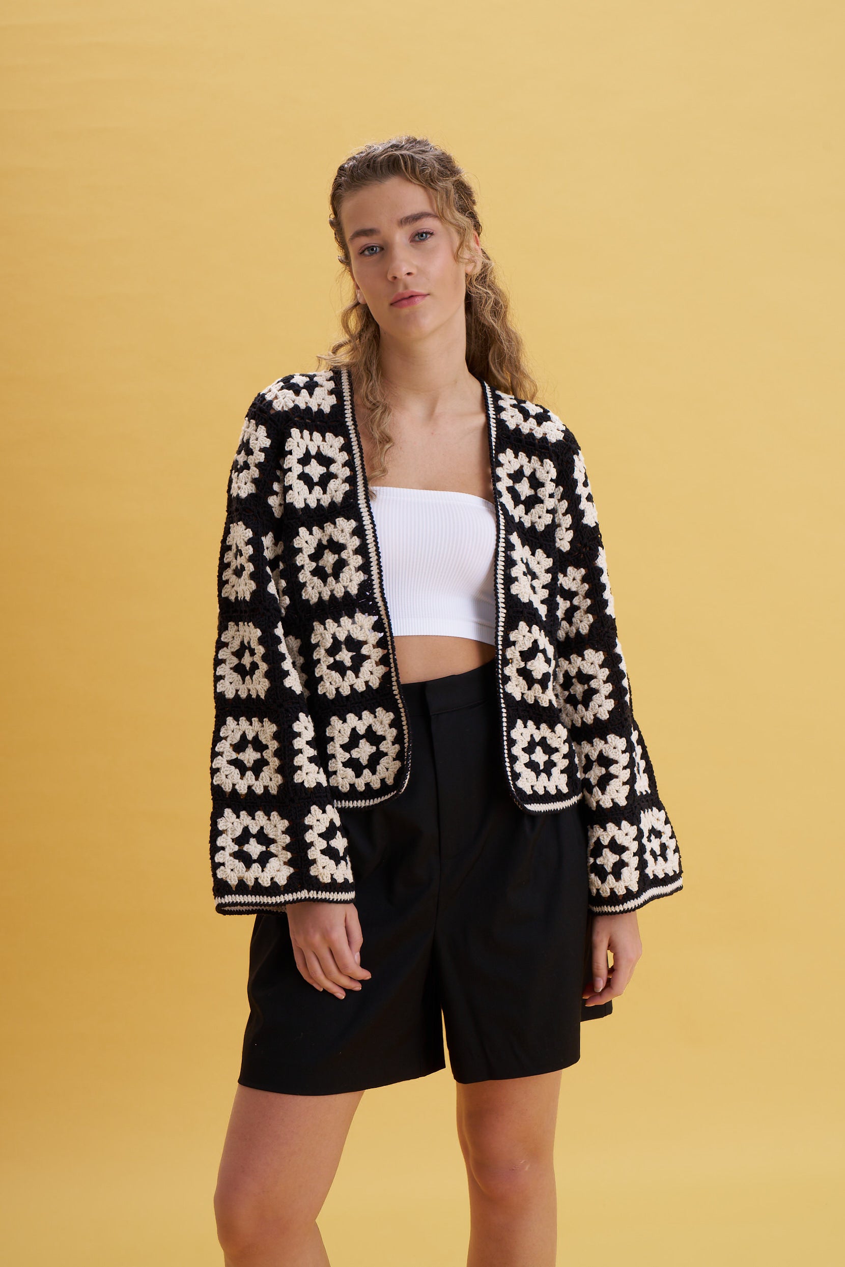 Black & Beige Patchwork Cardigan