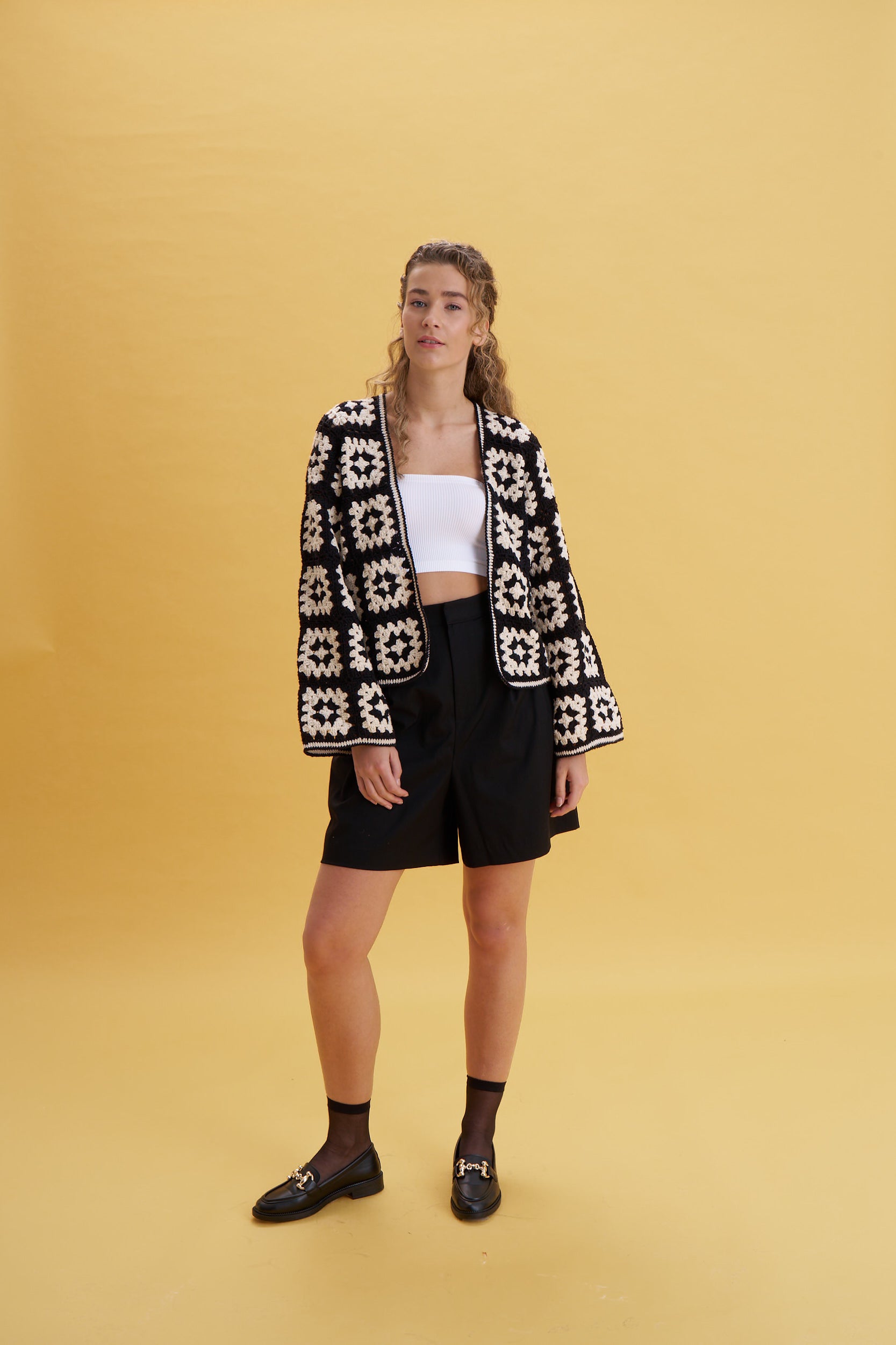 Black & Beige Patchwork Cardigan
