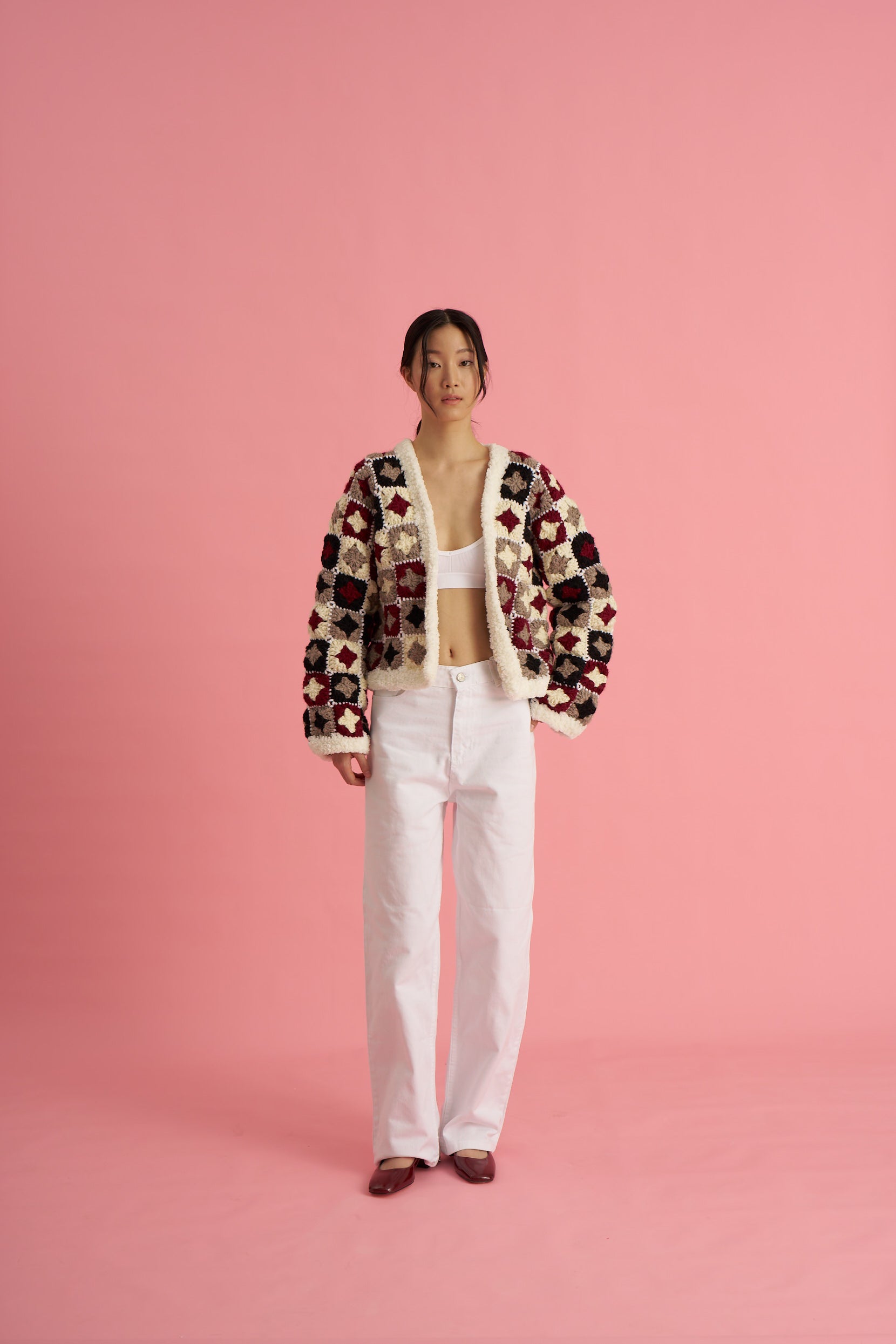 Burgundy Bloom Crochet Cardigan