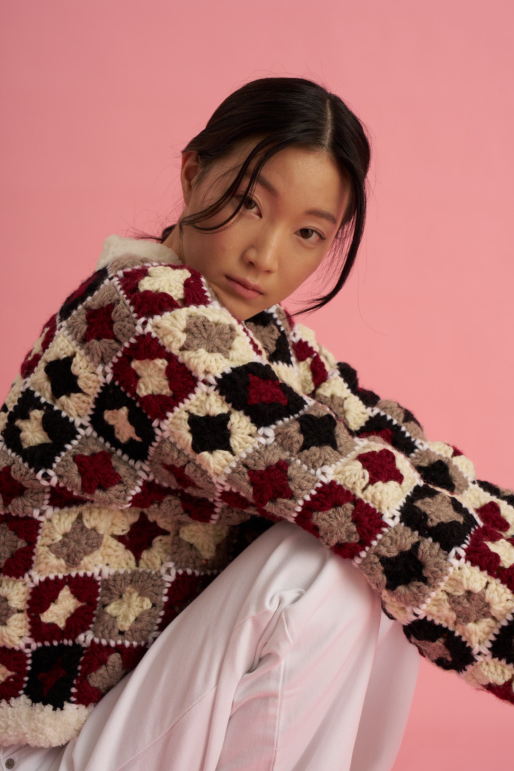 Burgundy Bloom Crochet Cardigan