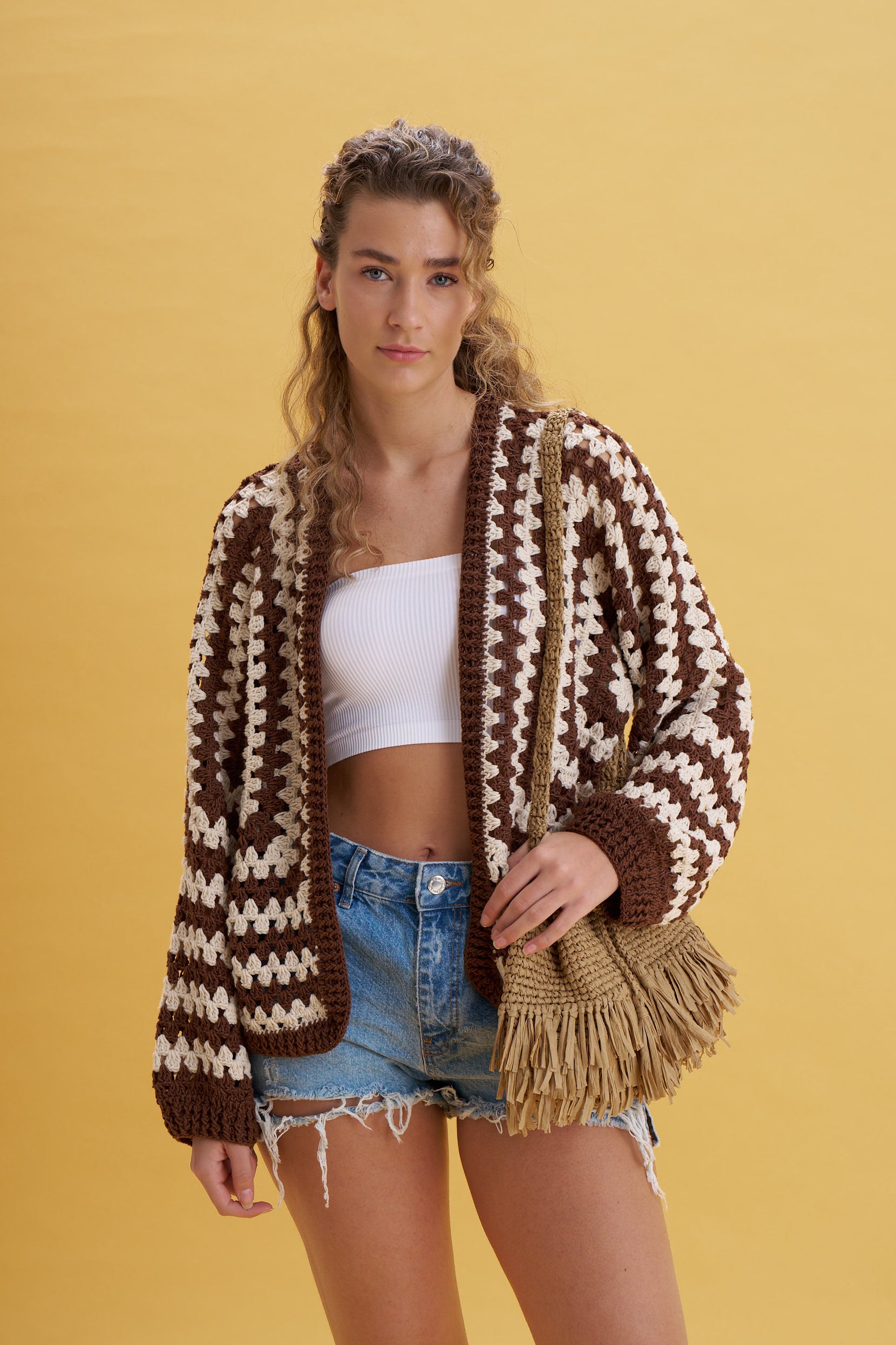 Hexagon Brown Cardigan