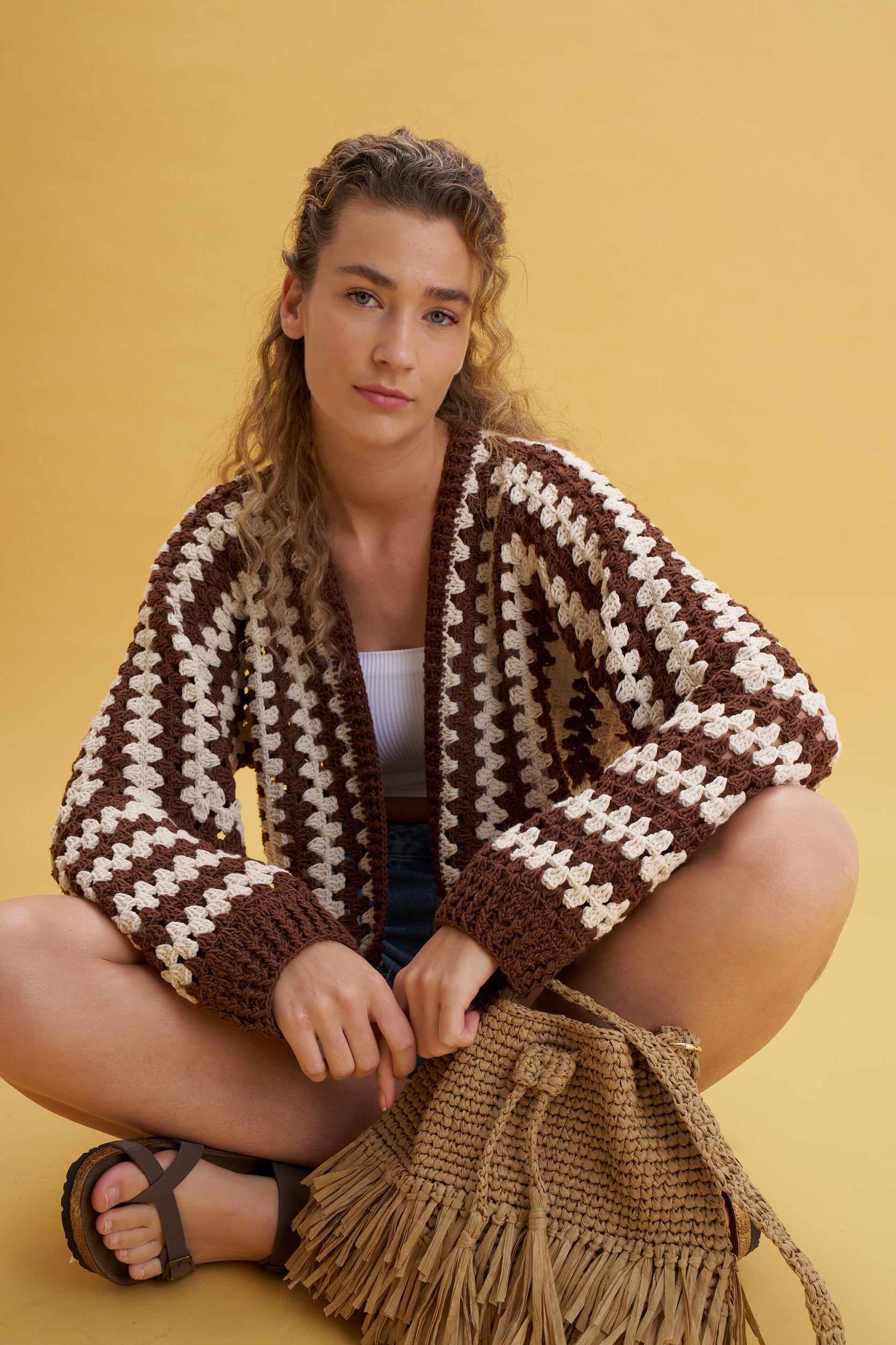 Hexagon Brown Cardigan