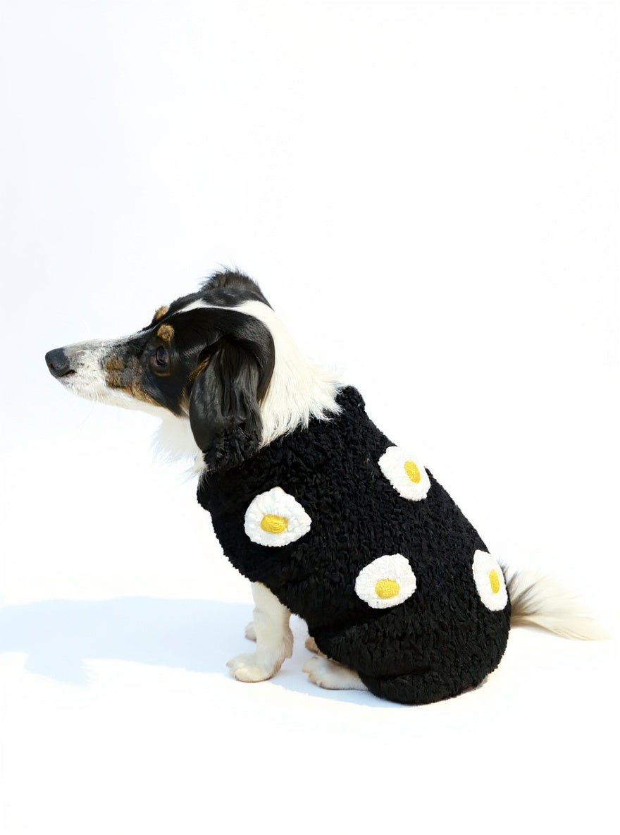 EGG FUZZY HANDKNIT PET SWEATER